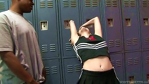 Sexy Cheerleader Fucks Black Guy In A Locker Room