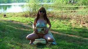 Cute Teen Flashes Shaved Vagina Outdoors