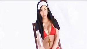 Amazing Asian Mizuho Hata Plays A Nun And Strips Down On Cam