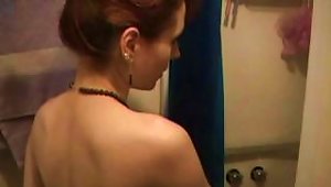French Nerd Redhead  In Shower