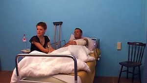 Lecherous Nurse Gets To Fuck Her Patient In A Steamy FFM Threesome