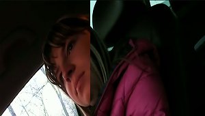 Brown-haired Hottie Sucks A Wang In A Car And Gets Fucked