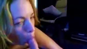 Blonde Babe Sucks Her Boyfriend's Shaft Like A Whore