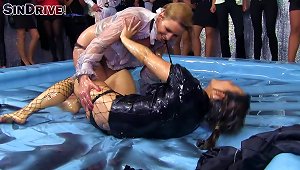 Oiled-up Blonde With Big Fabulous Tits Having A Catfight