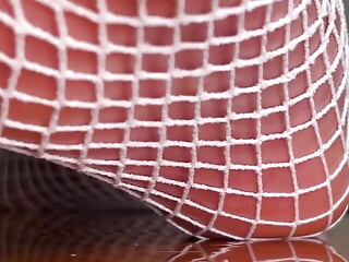 Pink Foxx French Pedicure Feet In Fishnets