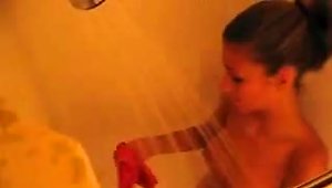 Hot Chick Shows Her Tits While Taking A Shower