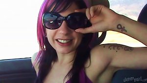 Bad Girl Joanna Angel Rubs Her Pussy While Driving Down The Road