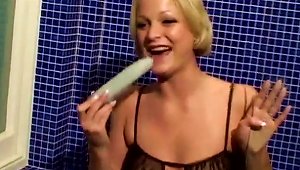 Naughty Blond Babe Takes Shower And Gets A Dick In Her