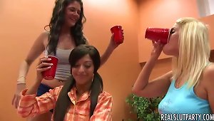 Lucky Guy Fucked By Three Of His Sister's Hot Friends