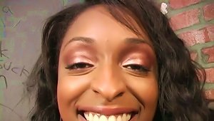 Busty Ebony Girl Blows A Cock In A Gloryhole Video