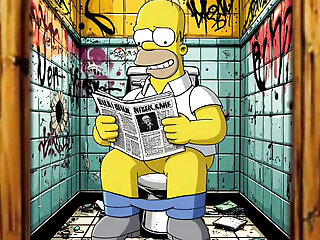 Married Housewife Gets Fucked In A Public Dirty Restroom. Cartoon. Simpsons Parody.