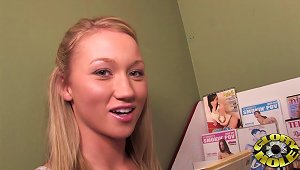 Blonde With Small Tits Enjoys Black Dick In A Gloryhole