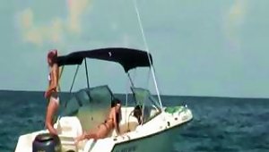 Two Naughty  Girls Horny Threesome On A Speed Boat