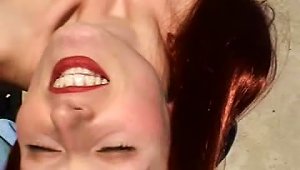 Redhead Eats Teen Cunt Outdoors