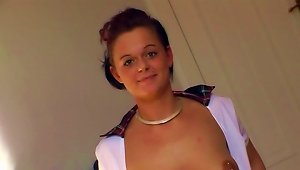 After Showing Off Her Perky Pierced Tits She Jerks A Guy Off