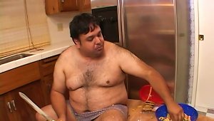 Fat Messy Dude Fucking Cute Babe In The Kitchen