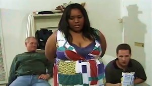 Two White Dudes Are Fucking This Huge Ebony Fatty