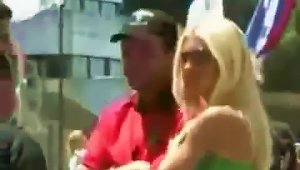 A Cute Blonde In Tight Leggins Gets Filmed In The Street