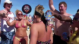 Charming Babes In Bikini Casting Their Sexy Tits Partying Wildly At The Beach In Reality Shoot