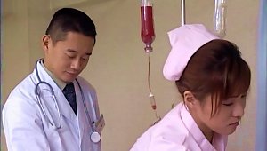 Horny Doctors Want To Fuck A Japanese Nurse's Hairy Pussy