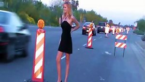 Ingenious Blonde  Flashing Tits On Road