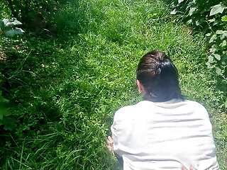 German MILF Gets Her Holes Stuffed While Berry Picking And Leaks Completely