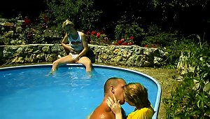 Great Blowjob In The Pool From A Pair Of Teenage Chicks