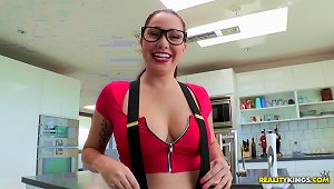 Karlee Grey, Wearing Glasses, Blows And Gets Her Twat Properly Banged