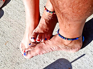 Playing Footsie Outside Barefoot