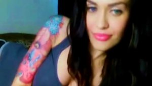 A Pretty Webcam Girl With Tattoos All Over Her Body Toys Herself