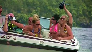 Nasty Amateur Girls Sitting In A Boat Flash Their Boobs