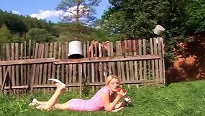 After Pissing,this Blonde Gives A Jaw Dropping Blowjob Outdoors