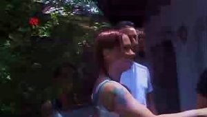 Redhead Katija Ed Outside By Guys Dp  Gang Bang