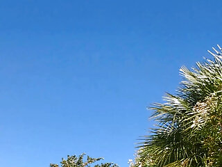 She Masturbates And Squirts With The Solar Shower Head Outside And She Gets Fucked By Her Boyfriend Outside Next To The Pool