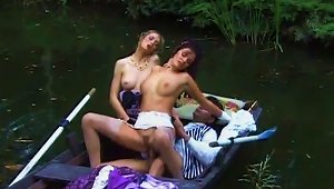 Lydia And Myrka Share A Cock In The Forest In Hot Ffm Clip