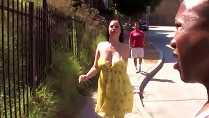 White Bitch Picked Up Outside And Given A Big Black Cock Doggystyle Till She Finishes