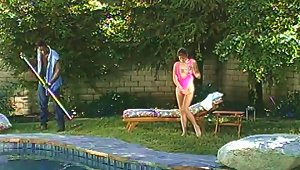 Mercedes Sucks And Rides Big Black Cock By The Pool