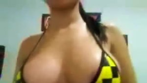 Shows Her Big Natural Tits Wearing A Sexy Bikini