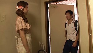 Japanese Housewife Masturbating Before Getting Throbbed