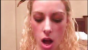Curly Haired Blonde Sucks And Jack Him Off For Some Money