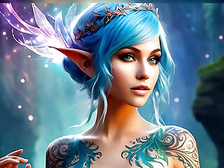 Artistic Nude Beauty With Fractal Tattoos - 2  Ai Slideshow Masterpiece